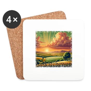 Saskatchewan Canada Ciel Couleurs vives Violet - Dessous de verre (lot de 4) - blanc - Devant