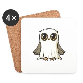 Hibou Halloween Drôle Fantôme - Dessous de verre (lot de 4) - blanc - Devant