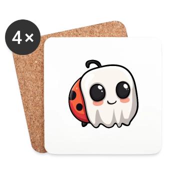 Ladybug Halloween Funny Ghost - Coasters (set of 4) - white - Front