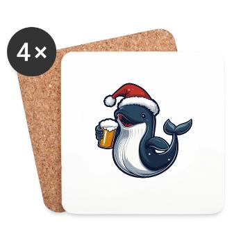 Wal Weihnachten Bier - Untersetzer (4er-Set) - Weiß - Vorne