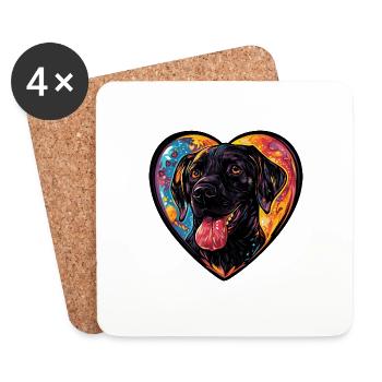 Labrador Dog Heart Dog Love - Coasters (set of 4) - white - Front