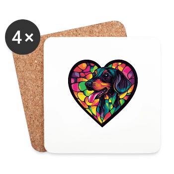 Dachshund BadgerDog Heart Dog Love - Coasters (set of 4) - white - Front