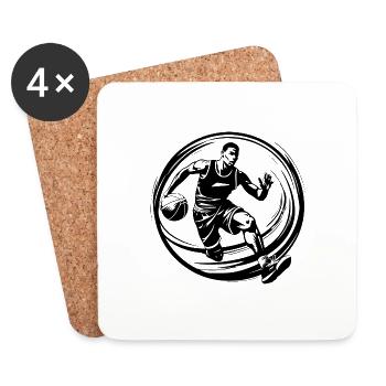 Joueur de basket-ball Joueur de basket-ball Homme Silhouette - Dessous de verre (lot de 4) - blanc - Devant