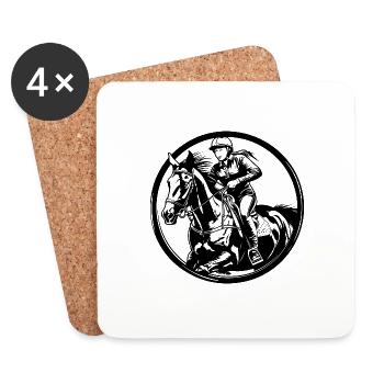 Reiten Pferd Frau Silhouette - Untersetzer (4er-Set) - Weiß - Vorne
