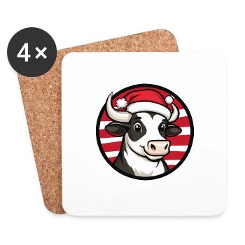 Kuh Weihnachten Tier - Untersetzer (4er-Set) - Weiß - Vorne