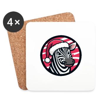 Zebra Christmas Animal - Coasters (set of 4) - white - Front