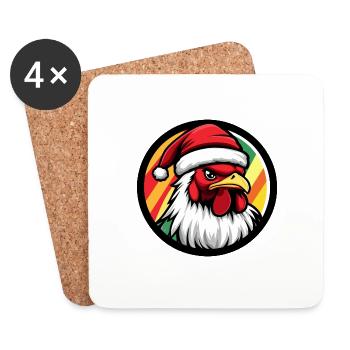 Rooster Christmas Animal - Coasters (set of 4) - white - Front