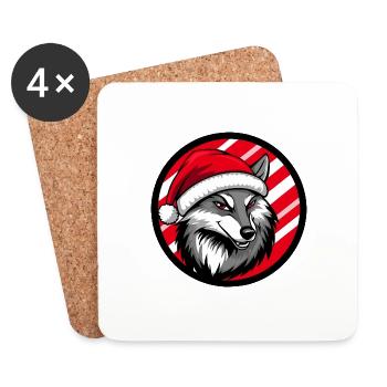 Loup Animal de Noël - Dessous de verre (lot de 4) - blanc - Devant