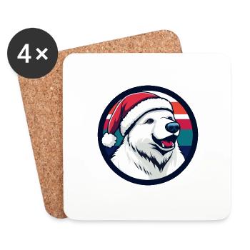Ours polaire Animal de Noël - Dessous de verre (lot de 4) - blanc - Devant