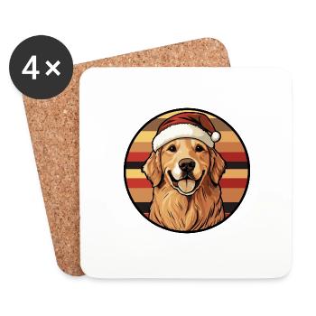 Golden Retriever Dog Christmas Animal - Coasters (set of 4) - white - Front