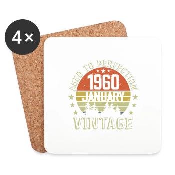Nées En Janvier Cadeau D'anniversaire Janvier 1960 - Dessous de verre (lot de 4) - blanc - Devant