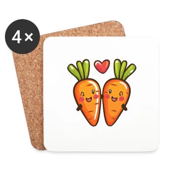 Carotte Couple Amour Coeur Bande Dessinée - Dessous de verre (lot de 4) - blanc - Devant