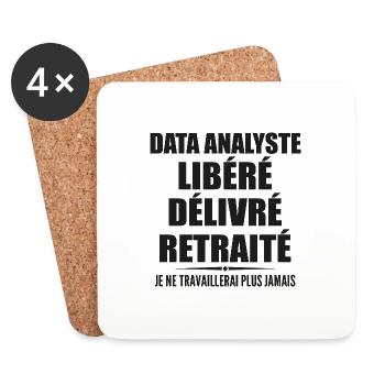 Data Analyste célèbre sa retraite avec humour - Dessous de verre (lot de 4) - blanc - Devant