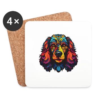 Poodle Dog Portrait - Coasters (set of 4) - white - Front
