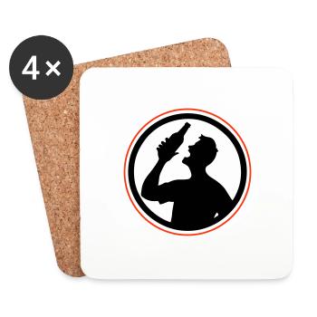 Bottle of Beer Drinking Party - Coasters (set of 4) - white - Front