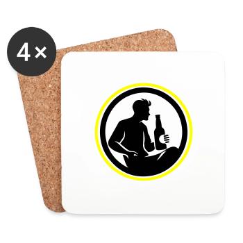 Bouteille de bière buvant Silhouette - Dessous de verre (lot de 4) - blanc - Devant