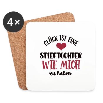 Stieftochter Danke Dankeschön Geburtstag Stiefkind - Untersetzer (4er-Set) - Weiß - Vorne