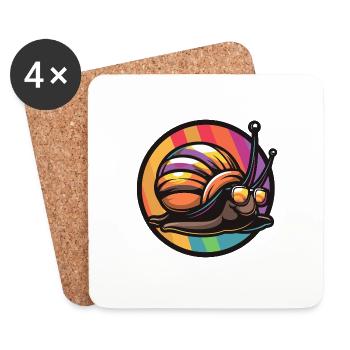 Schnecke Cool Comic - Untersetzer (4er-Set) - Weiß - Vorne