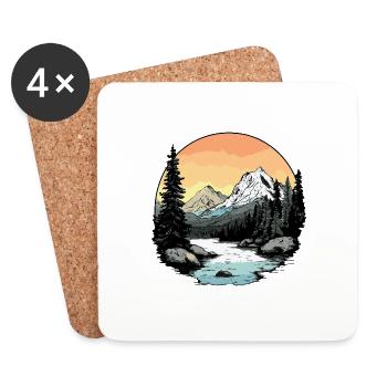 Montagnes Nature - Dessous de verre (lot de 4) - blanc - Devant