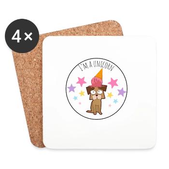 Eiscremehund mit Sternen I’m a Unicorn Hund Design - Untersetzer (4er-Set) - Weiß - Vorne