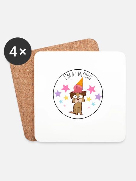 Eiscremehund mit Sternen I’m a Unicorn Hund Design - Untersetzer (4er-Set) - Weiß
