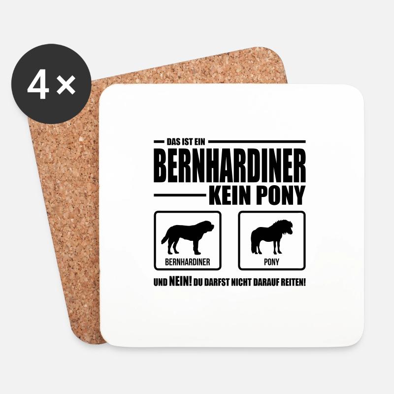 BERNHARDINER kein Pony Wilsigns Hundespruch Hund - Untersetzer (4er-Set) - Weiß