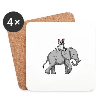 Travel Travel Trip Elephant Cat Animals Children - Coasters (set of 4) - white - Front