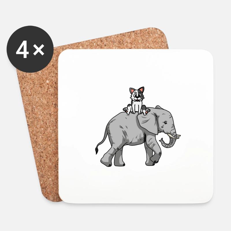 Reise reisen Trip Elefant Katze Tiere Kinder - Untersetzer (4er-Set) - Weiß