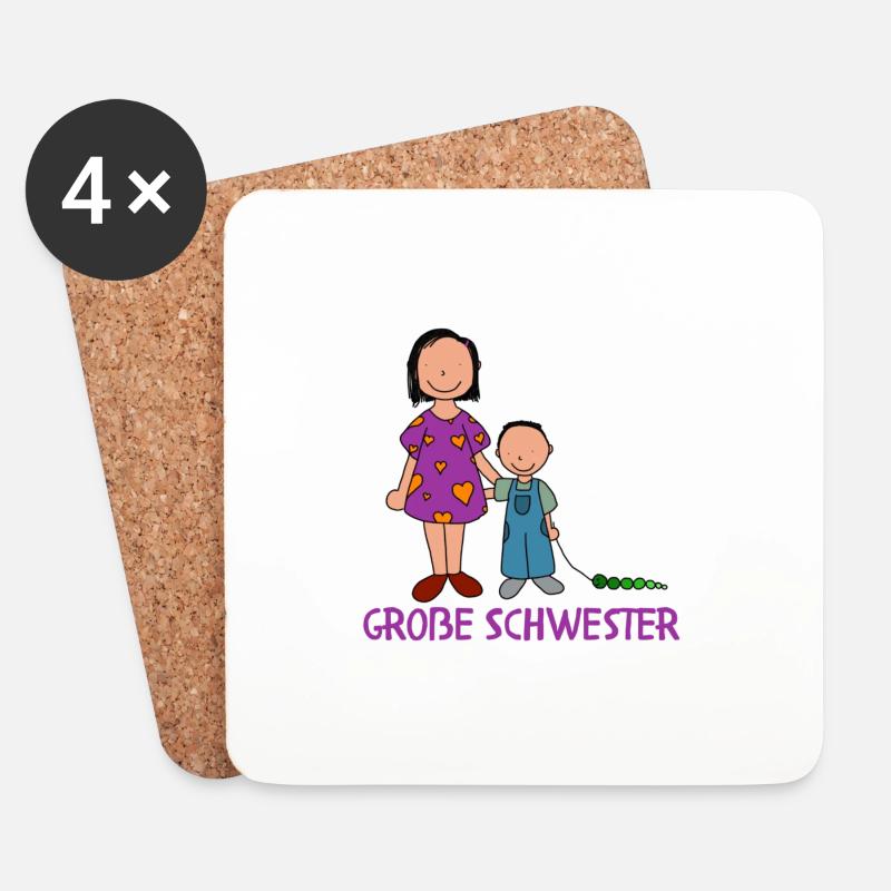Große Schwester - Untersetzer (4er-Set) - Weiß
