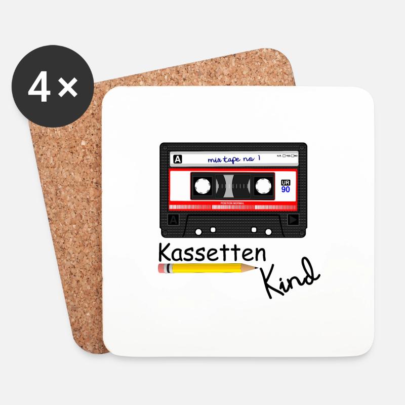 Kassettenkind Tape mit Bleistift Retro - Untersetzer (4er-Set) - Weiß