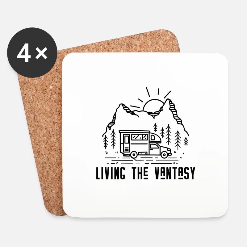 Living the Vantasy - Van Camping Camper - Untersetzer (4er-Set) - Weiß
