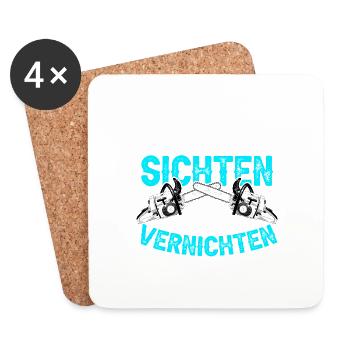 Fichten Sichten und Vernichten Wald Holz Forst - Untersetzer (4er-Set) - Weiß - Vorne