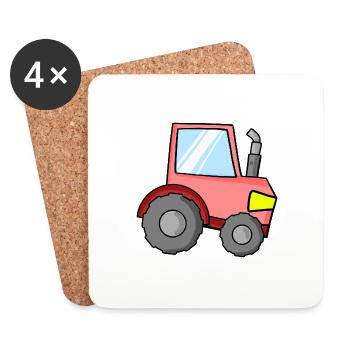 Traktor für Kinder - Untersetzer (4er-Set) - Weiß - Vorne