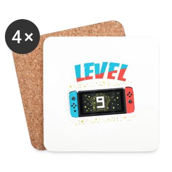 9. Geburtstag Happy Birthday Zocken Gamer Level 9 - Untersetzer (4er-Set) - Weiß - Vorne