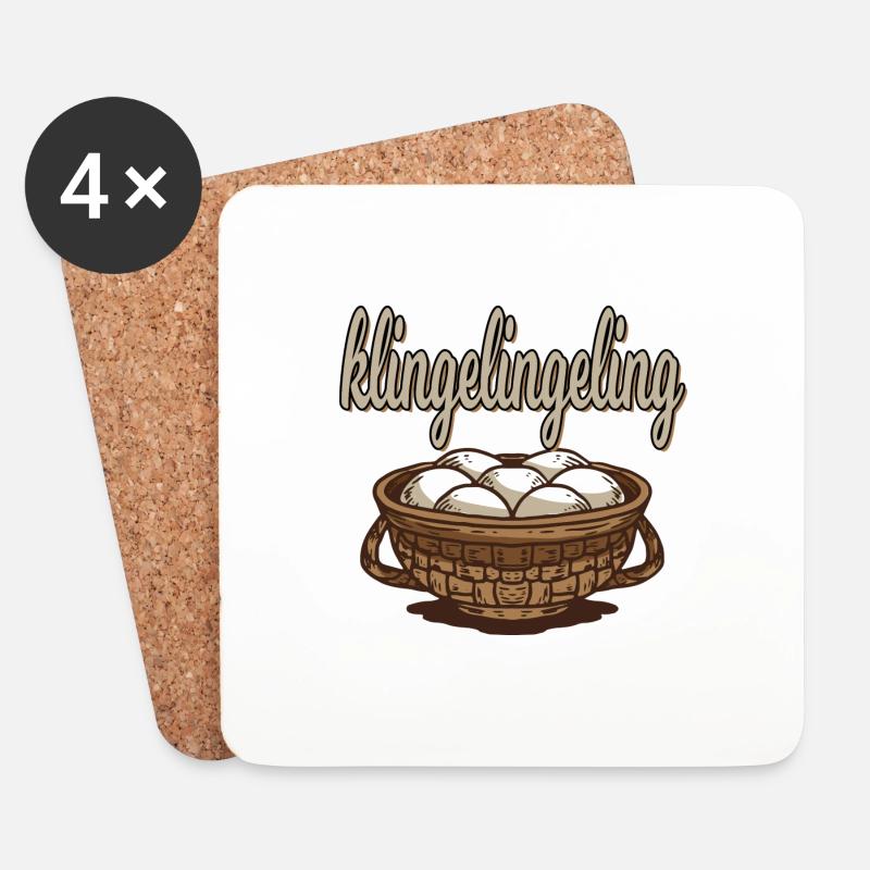Klingelingeling für einen Eiermann und - Untersetzer (4er-Set) - Weiß