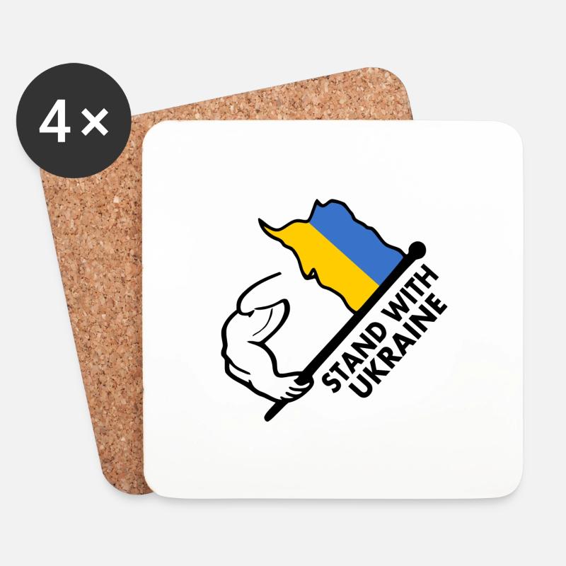 STAND WITH UKRAINE - Untersetzer (4er-Set) - Weiß