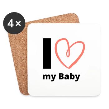 J’aime mon bébé - Baby Birth Heart Baby Love Baby - Dessous de verre (lot de 4) - blanc - Devant