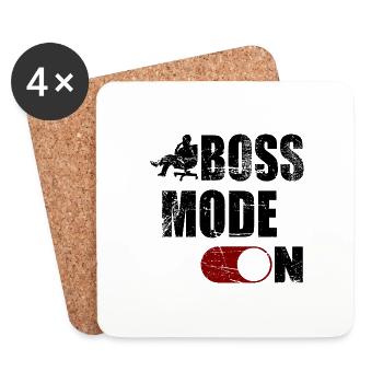 BOSS MODE ON - Untersetzer (4er-Set) - Weiß - Vorne