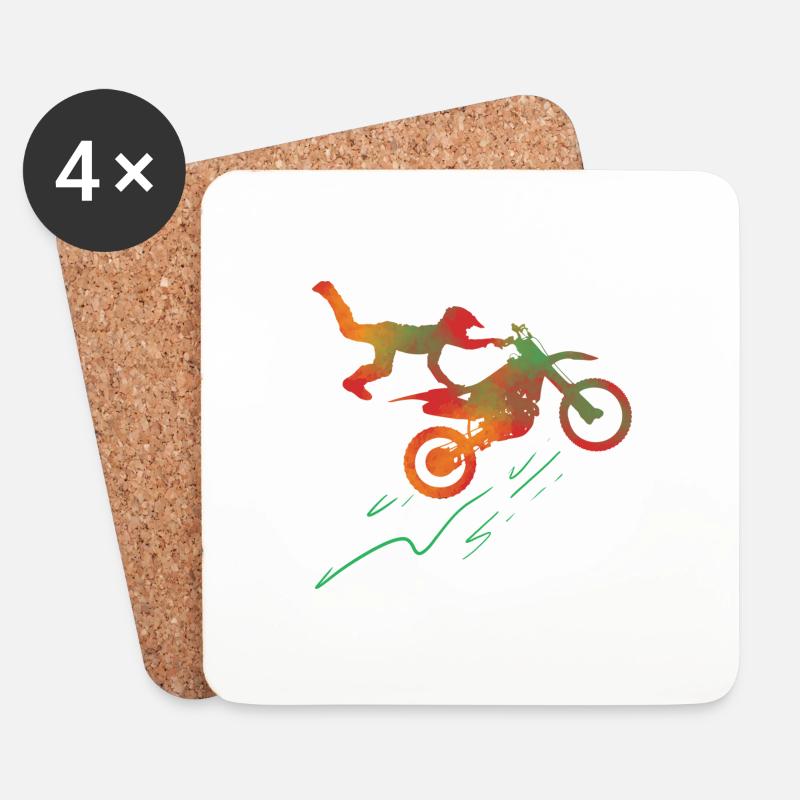 Motorcross Racer Rennfahrer Gift - Untersetzer (4er-Set) - Weiß
