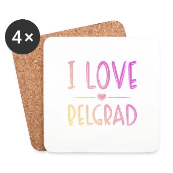 J’aime Belgrade - Dessous de verre (lot de 4) - blanc - Devant