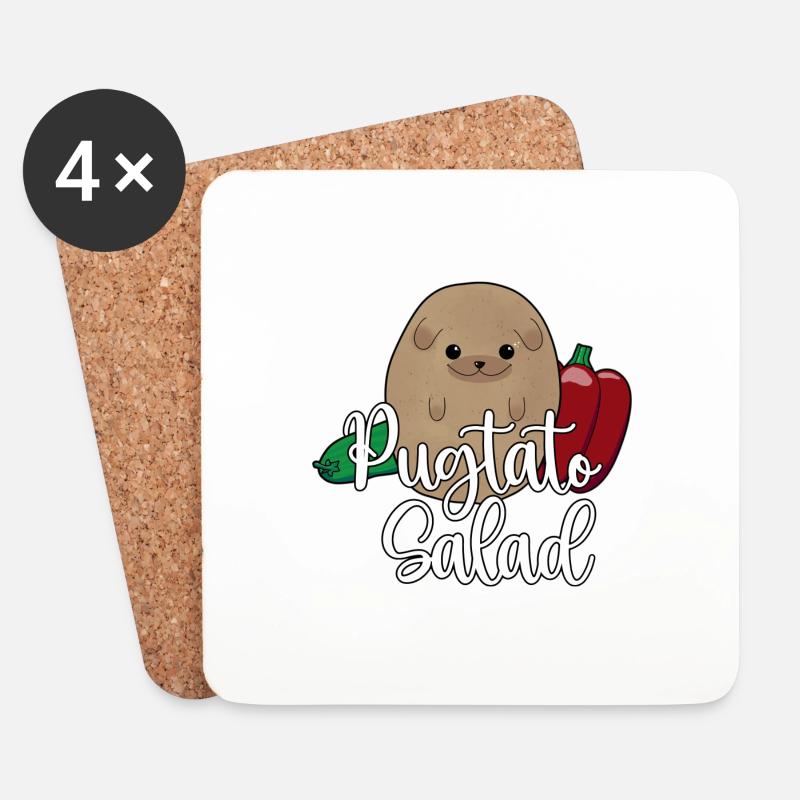 Pugtato Salad - Untersetzer (4er-Set) - Weiß