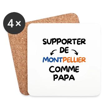 Supporter de Montpellier comme papa - Dessous de verre (lot de 4) - blanc - Devant