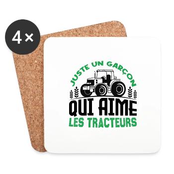 Juste un garçon qui aime Les Tracteurs Agriculteur - Dessous de verre (lot de 4) - blanc - Devant