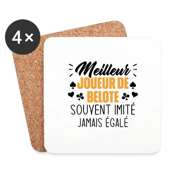 Jamais égalé meilleur joueur de belote - Dessous de verre (lot de 4) - blanc - Devant