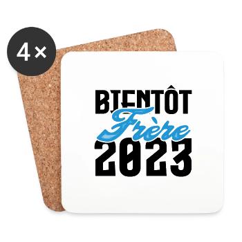 Cadeau Annonce grossesse bientôt Frère 2023. - Dessous de verre (lot de 4) - blanc - Devant