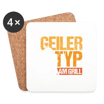 Grillen Bbq Geiler Typ am Grill - Untersetzer (4er-Set) - Weiß - Vorne