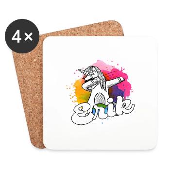 ERIK - Schöner Jungen Name mit Coolem Einhorn - Untersetzer (4er-Set) - Weiß - Vorne