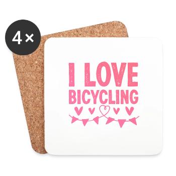 Ich Liebe Fahrradfahren - Untersetzer (4er-Set) - Weiß - Vorne