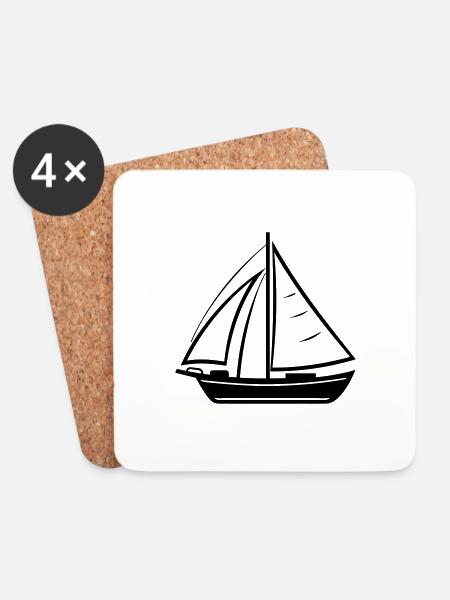 Segelboot - Untersetzer (4er-Set) - Weiß