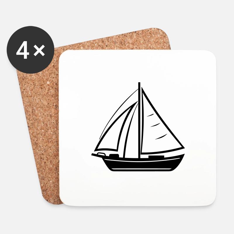 Segelboot - Untersetzer (4er-Set) - Weiß